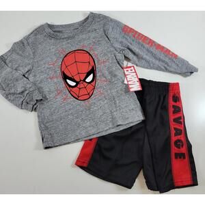 Marvel Spider-Man Long sleeve Shirt & Savage Pull On Shorts 3T Casual NEW